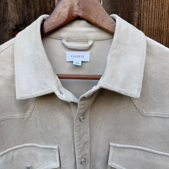 Evereve Arli Faux Suede Western Shirt – Soft Stretch Suede Button Down Large - Picture 4 of 8